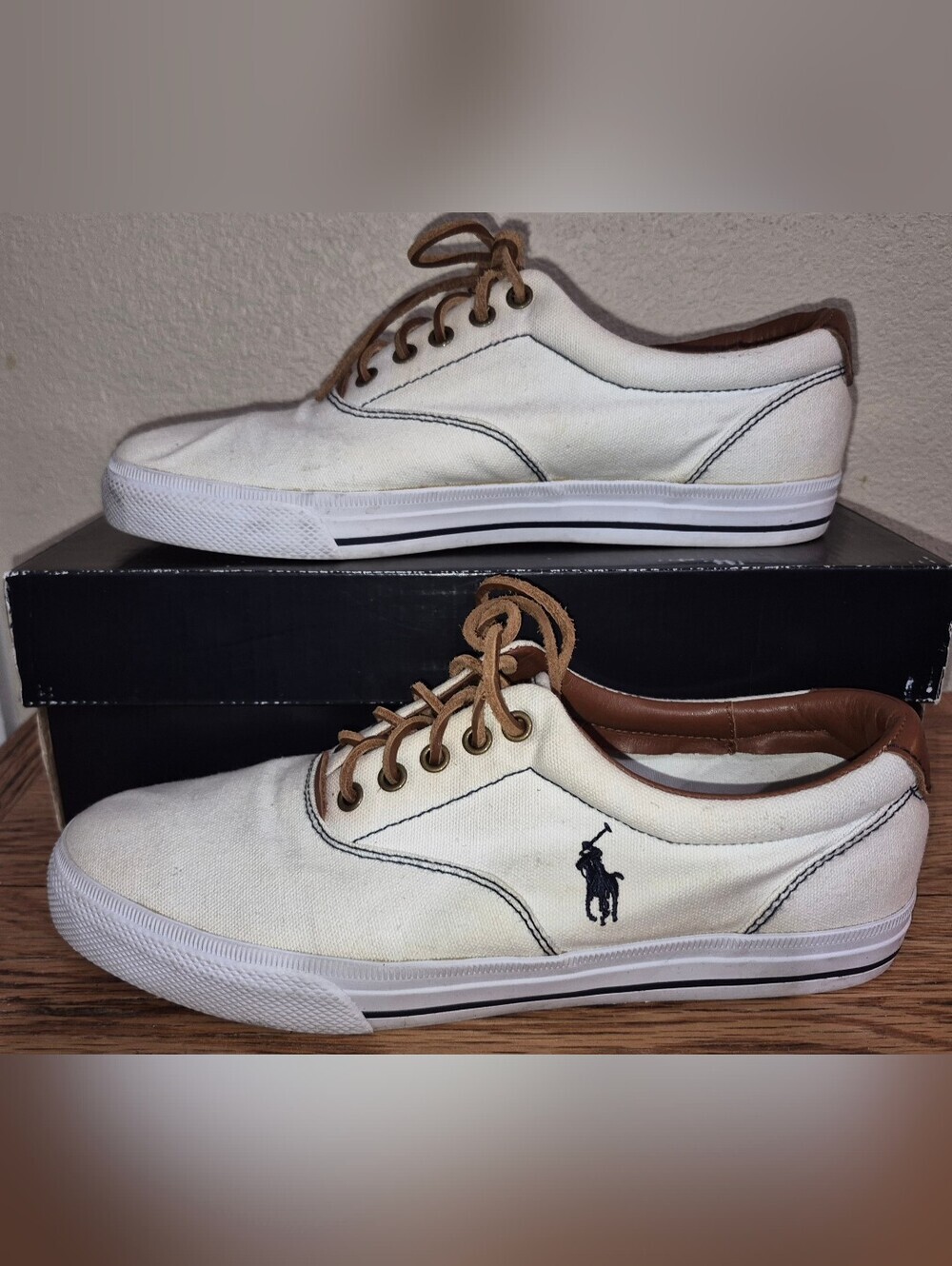 Polo Ralph Lauren Mens Shoes 10.5D Vaughn Athletic Soft White Leather Sneakers